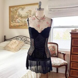 black lace babydoll dress   y2k black lace babydoll size large